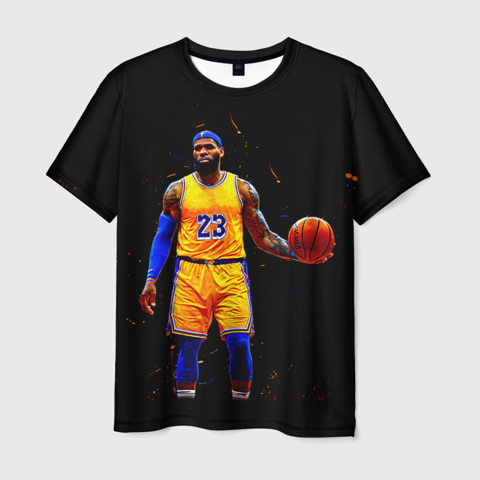 Мужская футболка 3D Леброн Джеймс с мячом фото