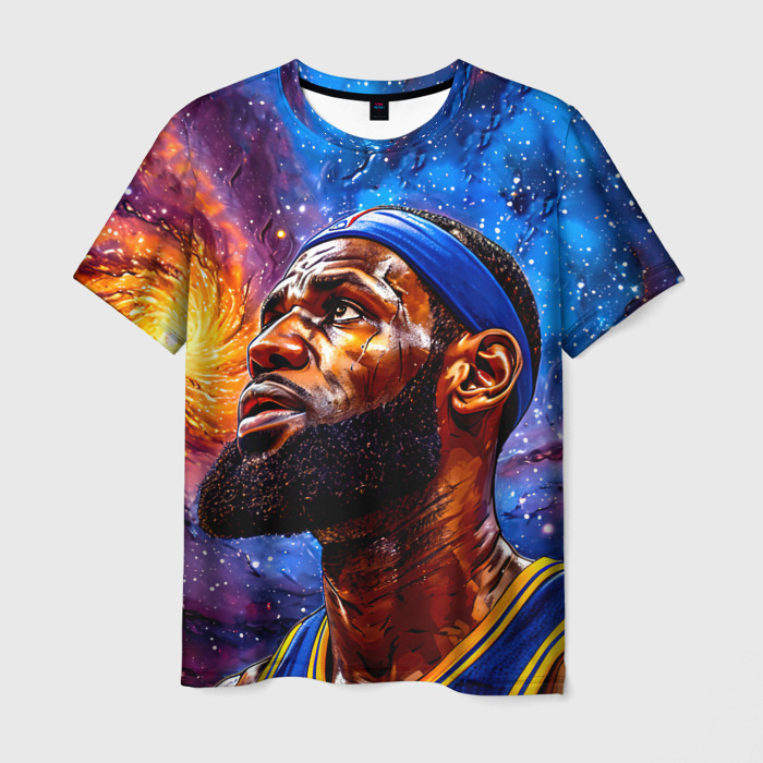 Мужская футболка 3D Леброн Джеймс в космосе фото