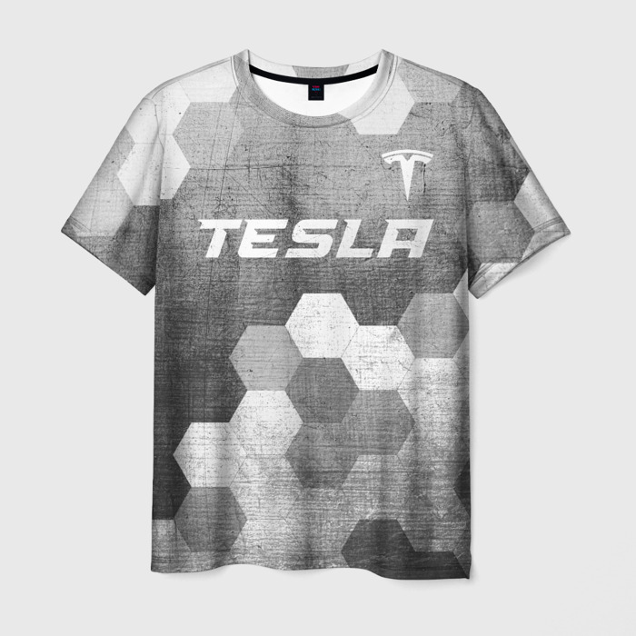 Мужская футболка 3D Tesla   grey gradient посередине фото
