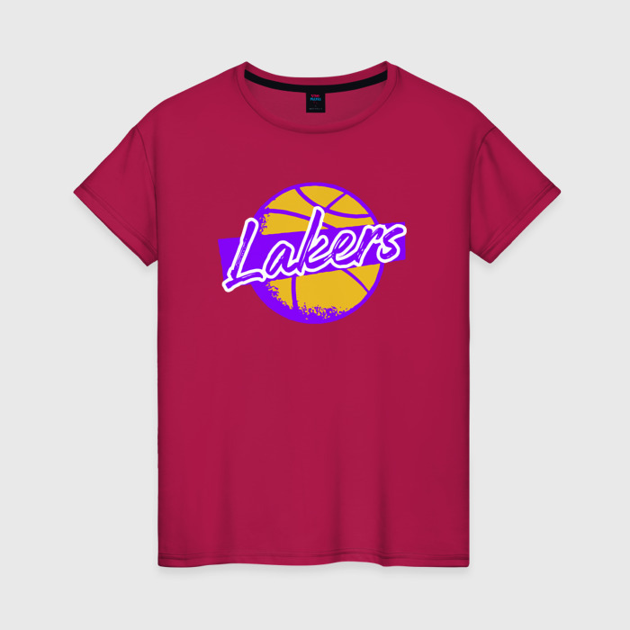 Женская футболка хлопок Команда Лейкерс фото