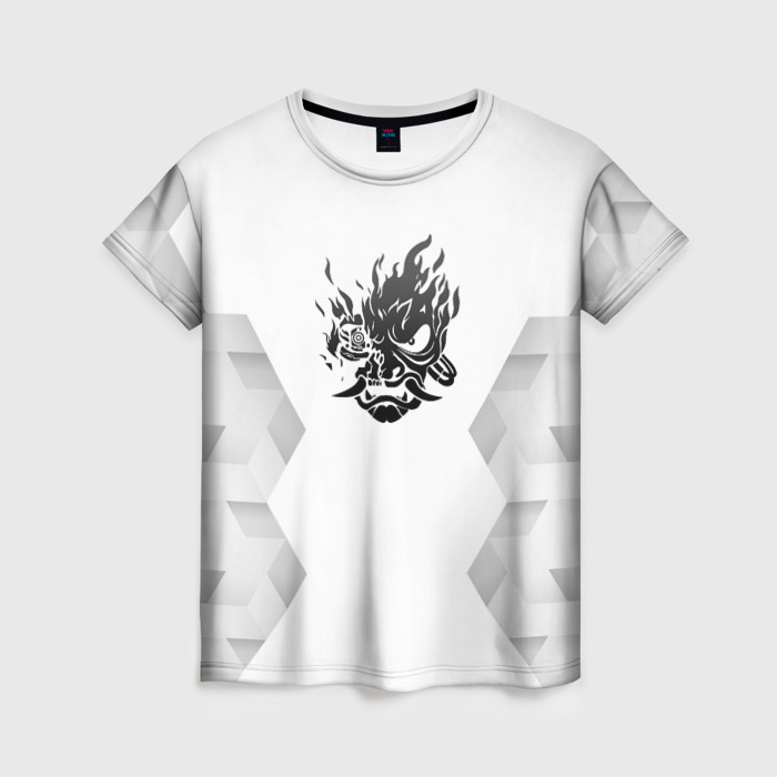 Женская футболка 3D Cyberpunk 2077 white poly фото