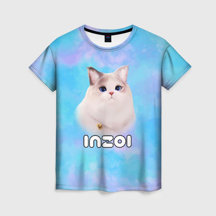 Женская футболка 3D Inzoi кошечка и логотип игры фото