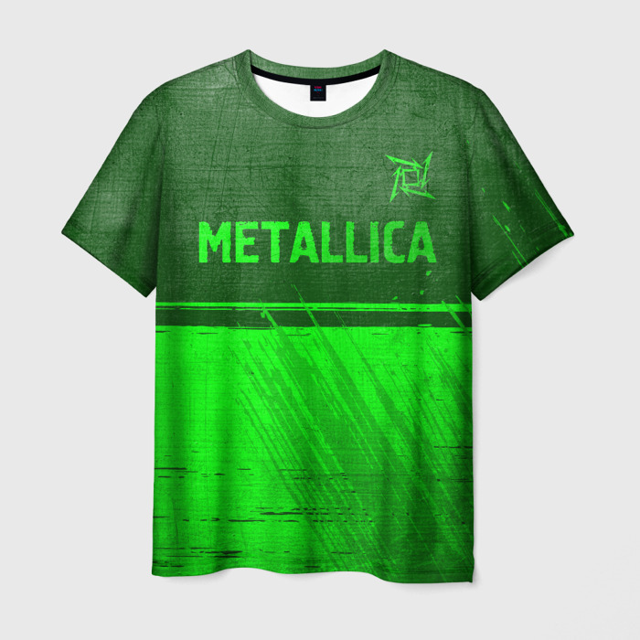 Мужская футболка 3D Metallica   green gradient посередине фото