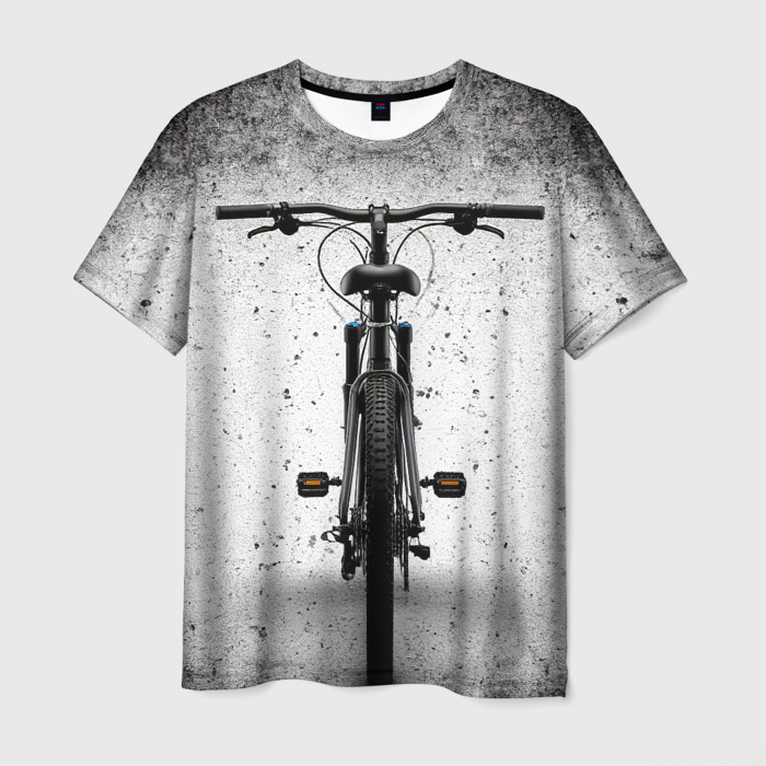 Мужская футболка 3D Велосипед на сером фото