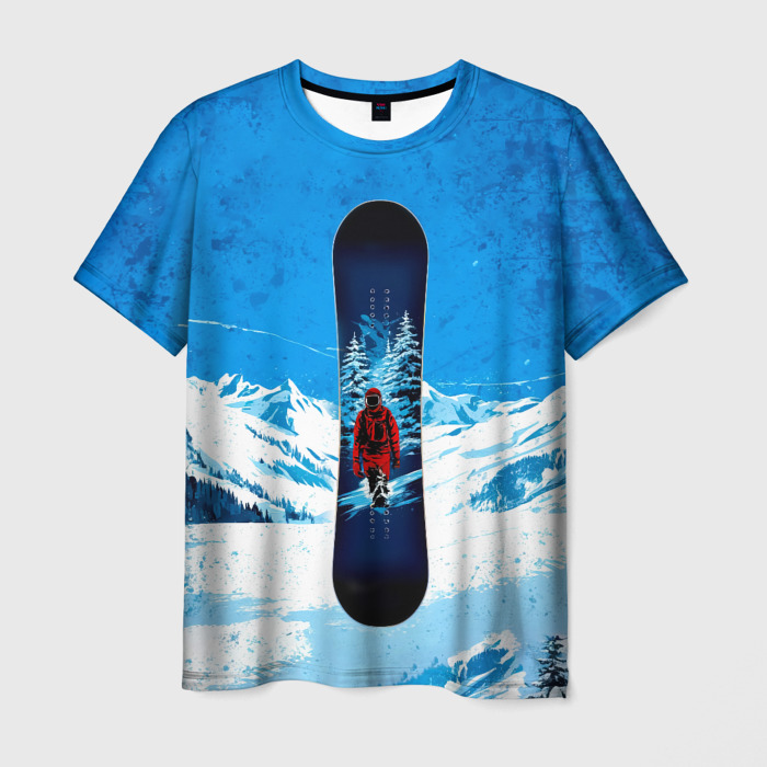 Мужская футболка 3D Сноуборд на синем фото