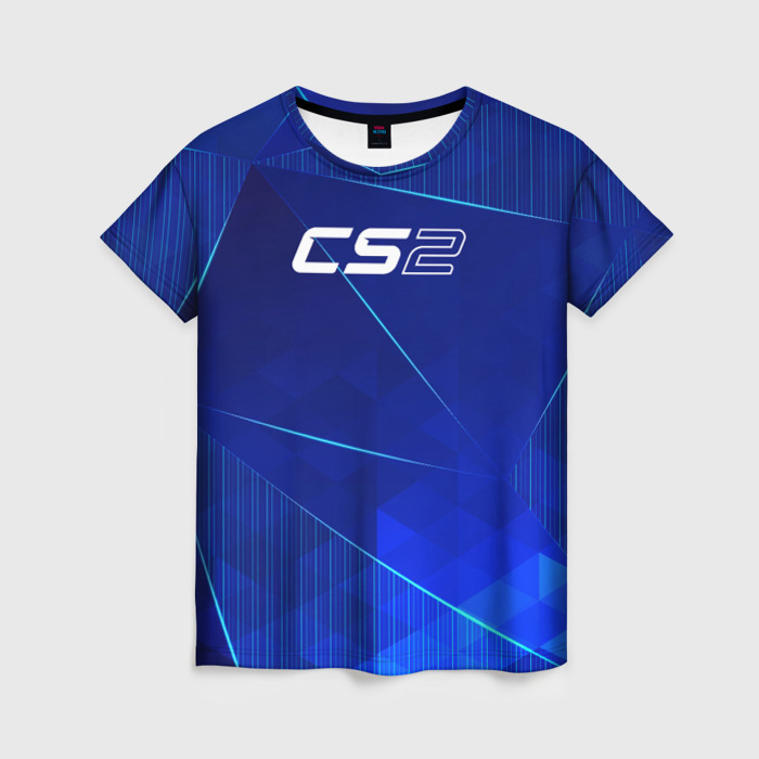 Женская футболка 3D Counter Strike 2 blue poly фото
