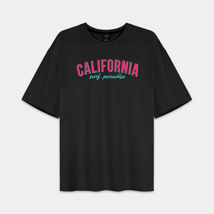 Женская футболка Oversize хлопок premium California surf paradise фото