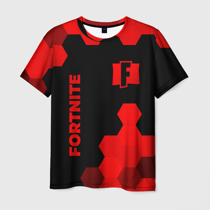 Мужская футболка 3D Fortnite   red gradient вертикально фото