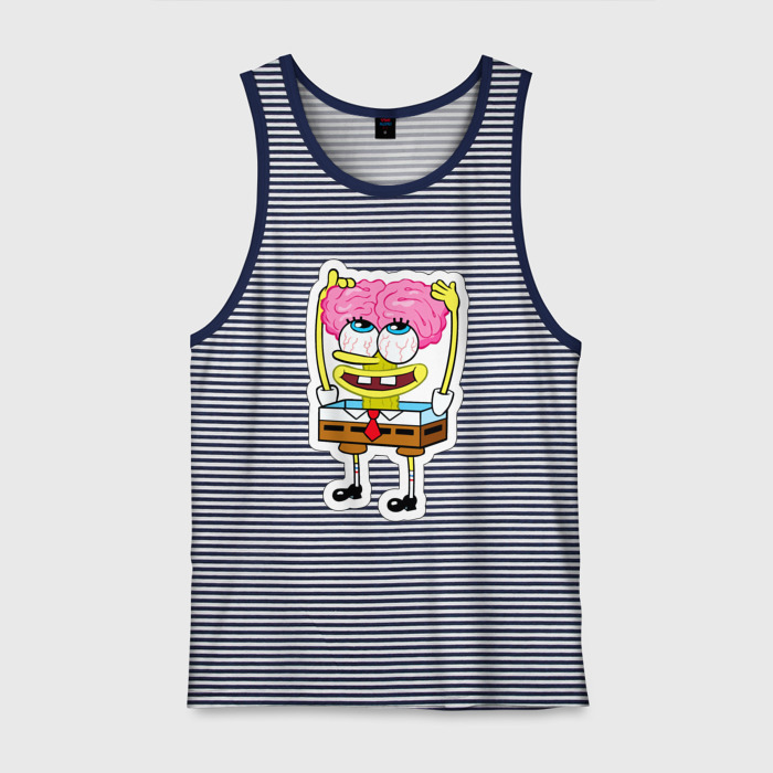 Мужская майка хлопок Губка Боб нашел мозги фото