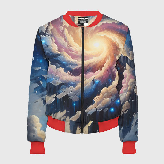 Женский бомбер 3D Космическая галактика   нейроарт фантазия фото
