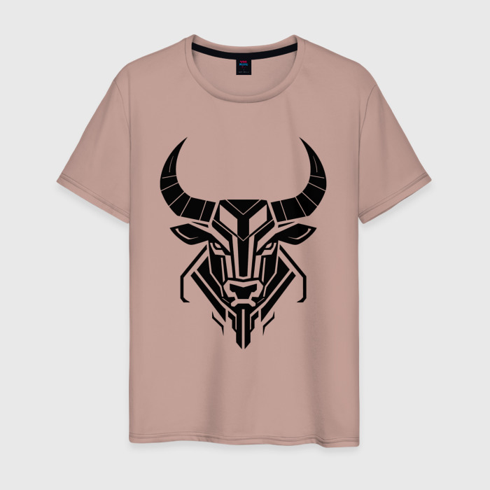 Мужская футболка хлопок Телец киберпанк фото