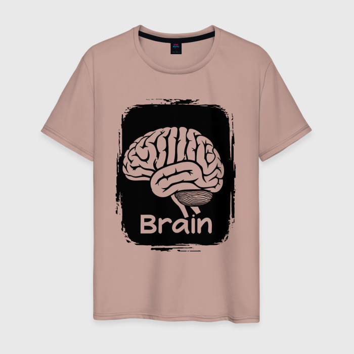 Мужская футболка хлопок Мозг на черном фото