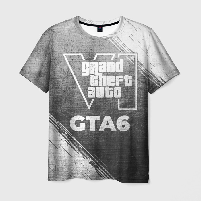 Мужская футболка 3D GTA6   grey gradient фото