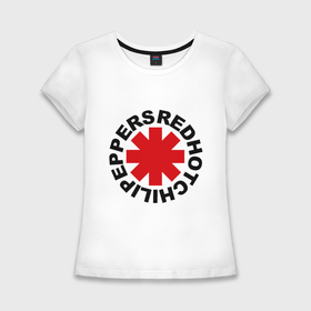 Женская футболка хлопок Slim с принтом Red Hot Chili Peppers ,  |  | chili | heavy metal | hot | metal | peppers | red | rhcp | rock | trash metal | квартет | метал | рок | рок группа | рок группы | трэш метал | хеви метал | энтони кидис
