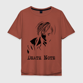 Мужская футболка хлопок Oversize с принтом Death note в Кировске, 100% хлопок | свободный крой, круглый ворот, “спинка” длиннее передней части | anime | death note | аниме