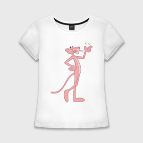 Женская футболка хлопок Slim с принтом PinkPanther в Кировске,  |  | pink panther | розовая пантера