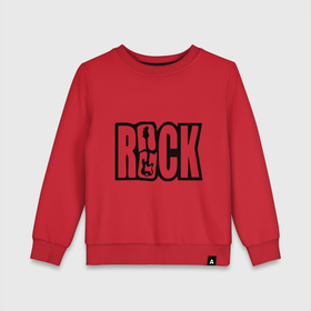 Детский свитшот хлопок с принтом Rock Logo в Курске, 100% хлопок | круглый вырез горловины, эластичные манжеты, пояс и воротник | Тематика изображения на принте: гитара