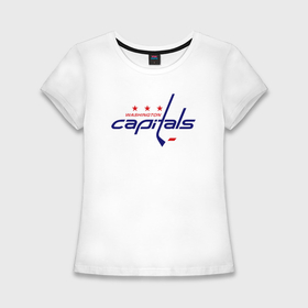 Женская футболка хлопок Slim с принтом Washington Capitals в Новосибирске,  |  | washington capitals | вашингтон капиталс | лига | нхл | хокей | хоккей