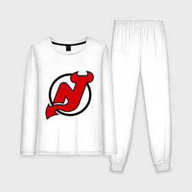 Женская пижама с лонгсливом хлопок с принтом New Jersey Devils в Тюмени,  |  | национальная хоккейная лига | нхл | нью джерси девилс