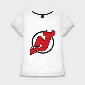 Женская футболка хлопок Slim с принтом New Jersey Devils в Екатеринбурге,  |  | национальная хоккейная лига | нхл | нью джерси девилс