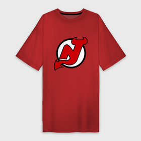 Платье-футболка хлопок с принтом New Jersey Devils в Тюмени,  |  | национальная хоккейная лига | нхл | нью джерси девилс