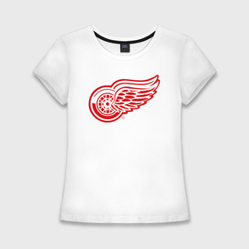 Женская футболка хлопок Slim с принтом Detroit Red Wings в Новосибирске,  |  | hockey | nhl | лига | нхл | хокей | хоккей | хоккейная лига