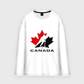 Мужской лонгслив oversize хлопок с принтом Canada ,  |  | canada | hockey | nhl | канада | лига | нхл | хокей | хокейнаялига | хоккей | хоккейная лига