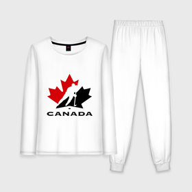 Женская пижама с лонгсливом хлопок с принтом Canada в Петрозаводске,  |  | canada | hockey | nhl | канада | лига | нхл | хокей | хокейнаялига | хоккей | хоккейная лига