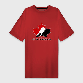 Платье-футболка хлопок с принтом Canada в Новосибирске,  |  | canada | hockey | nhl | канада | лига | нхл | хокей | хокейнаялига | хоккей | хоккейная лига