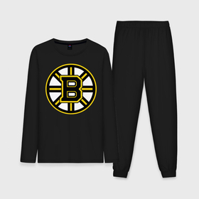 Мужская пижама с лонгсливом хлопок с принтом Boston Bruins ,  |  | нхл | хоккейная лига
