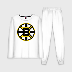 Женская пижама с лонгсливом хлопок с принтом Boston Bruins в городе Новоалтайск,  |  | нхл | хоккейная лига