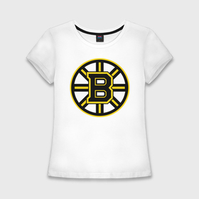Женская футболка хлопок Slim с принтом Boston Bruins в Тюмени,  |  | нхл | хоккейная лига
