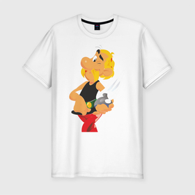 Мужская футболка премиум с принтом Астерикс (1) в Тюмени, 92% хлопок, 8% лайкра | приталенный силуэт, круглый вырез ворота, длина до линии бедра, короткий рукав | астерикс | астерикс и обеликс | обеликс