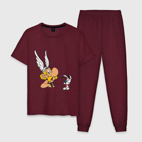 Мужская пижама хлопок с принтом астерикс 6 в Белгороде, 100% хлопок | брюки и футболка прямого кроя, без карманов, на брюках мягкая резинка на поясе и по низу штанин
 | астерикс | астерикс и обеликс | обеликс