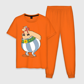 Мужская пижама хлопок с принтом Обеликс в Белгороде, 100% хлопок | брюки и футболка прямого кроя, без карманов, на брюках мягкая резинка на поясе и по низу штанин
 | астерикс | астерикс и обеликс | обеликс