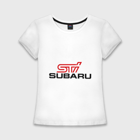 Женская футболка хлопок Slim с принтом Subaru STI ,  |  | impreza | sti | subaru | subaru impreza sti | subaru impreza wrx sti | subaru sti | subaru wrx sti | wrx | импреза | субару | субару сти