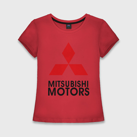 Женская футболка хлопок Slim с принтом Mitsubishi 2 в Екатеринбурге,  |  | mitsubishi | mitsubishi motors | митсубиси | митсубиши
