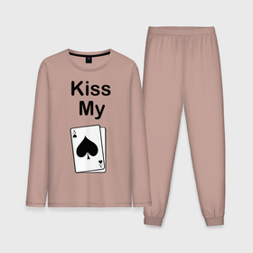 Мужская пижама хлопок (с лонгсливом) с принтом Kiss my card в Белгороде,  |  | ace | kiss | kiss my | my | poker | карта | карты | колода | масть | пики | покер | туз