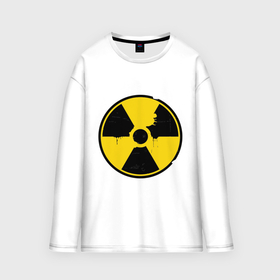 Мужской лонгслив oversize хлопок с принтом Радиоактивность в Тюмени,  |  | знак радиации | предупреждение | радиация | радиоактивность | угрозы