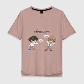 Мужская футболка хлопок Oversize с принтом Kira OMG , 100% хлопок | свободный крой, круглый ворот, “спинка” длиннее передней части | anime | death note | аниме | анимэ