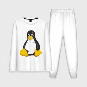 Мужская пижама с лонгсливом хлопок с принтом Linux 7 в Курске,  |  | пингвин