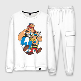 Мужской костюм хлопок с принтом AsterixObelix (3) в городе Новоалтайск, 100% хлопок | на свитшоте круглая горловина, мягкая резинка по низу. Брюки заужены к низу, на них два вида карманов: два “обычных” по бокам и два объемных, с клапанами, расположенные ниже линии бедра. Брюки с мягкой трикотажной резинкой на поясе и по низу штанин. В поясе для дополнительного комфорта — широкие завязки | астерикс | астерикс и обеликс | обеликс