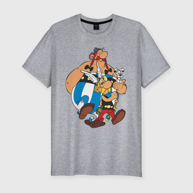 Мужская футболка премиум с принтом Asterix&Obelix (3) в Екатеринбурге, 92% хлопок, 8% лайкра | приталенный силуэт, круглый вырез ворота, длина до линии бедра, короткий рукав | астерикс | астерикс и обеликс | обеликс