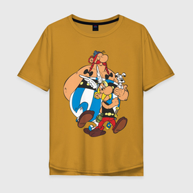 Мужская футболка хлопок Oversize с принтом AsterixObelix (3) в Кировске, 100% хлопок | свободный крой, круглый ворот, “спинка” длиннее передней части | астерикс | астерикс и обеликс | обеликс