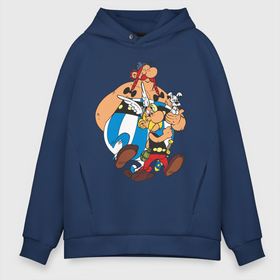 Мужское худи Oversize хлопок с принтом AsterixObelix (3) в городе Новоалтайск, френч-терри — 70% хлопок, 30% полиэстер. Мягкий теплый начес внутри —100% хлопок | боковые карманы, эластичные манжеты и нижняя кромка, капюшон на магнитной кнопке | астерикс | астерикс и обеликс | обеликс