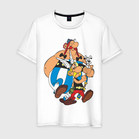Мужская футболка хлопок с принтом Астерикс и обеликс (1) в Санкт-Петербурге, 100% хлопок | прямой крой, круглый вырез горловины, длина до линии бедер, слегка спущенное плечо. | астерикс | обеликс