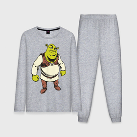 Мужская пижама с лонгсливом хлопок с принтом Shrek 3 в Кировске,  |  | Тематика изображения на принте: shrek | шрек