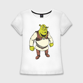 Женская футболка хлопок Slim с принтом Shrek 3 в Петрозаводске,  |  | Тематика изображения на принте: shrek | шрек