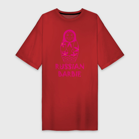Платье-футболка хлопок с принтом Русская Барби ,  |  | russian barbie | кукла | матрешка | русская барби | символ россии