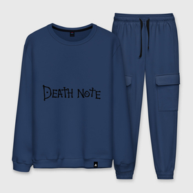 Мужской костюм хлопок с принтом Death Note (2) в городе Новоалтайск, 100% хлопок | на свитшоте круглая горловина, мягкая резинка по низу. Брюки заужены к низу, на них два вида карманов: два “обычных” по бокам и два объемных, с клапанами, расположенные ниже линии бедра. Брюки с мягкой трикотажной резинкой на поясе и по низу штанин. В поясе для дополнительного комфорта — широкие завязки | anime | death note | аниме | анимэ